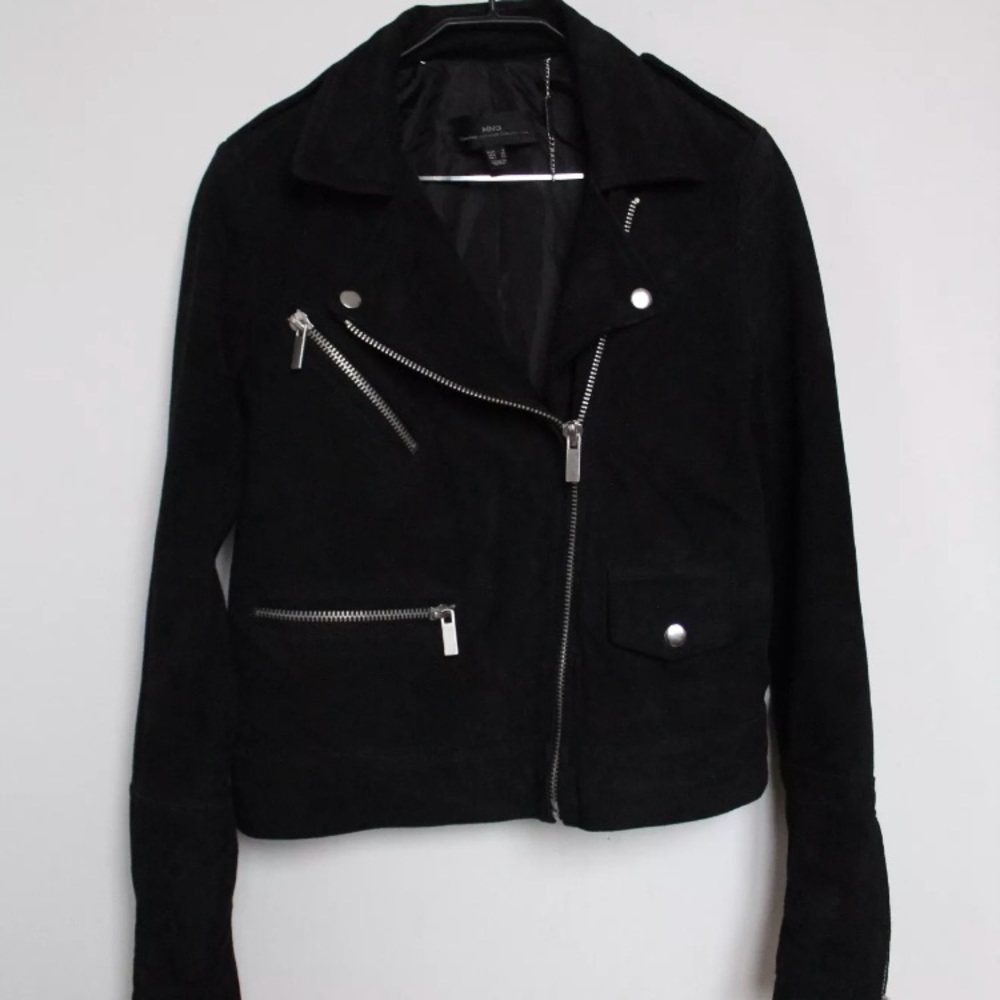 Mango suede leather Moto biker jacket